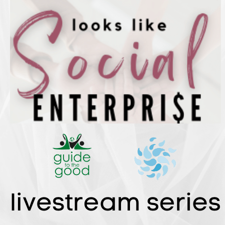 looks like social enterprise livestream series with guide to the good logo and community foundation of nl logo